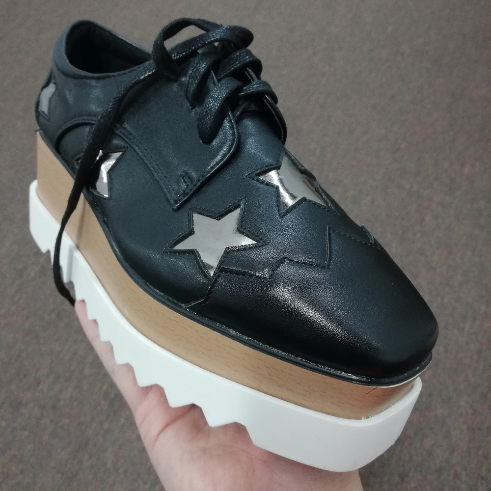 Women's Platform Sneaker Shoes Silver Stars 39